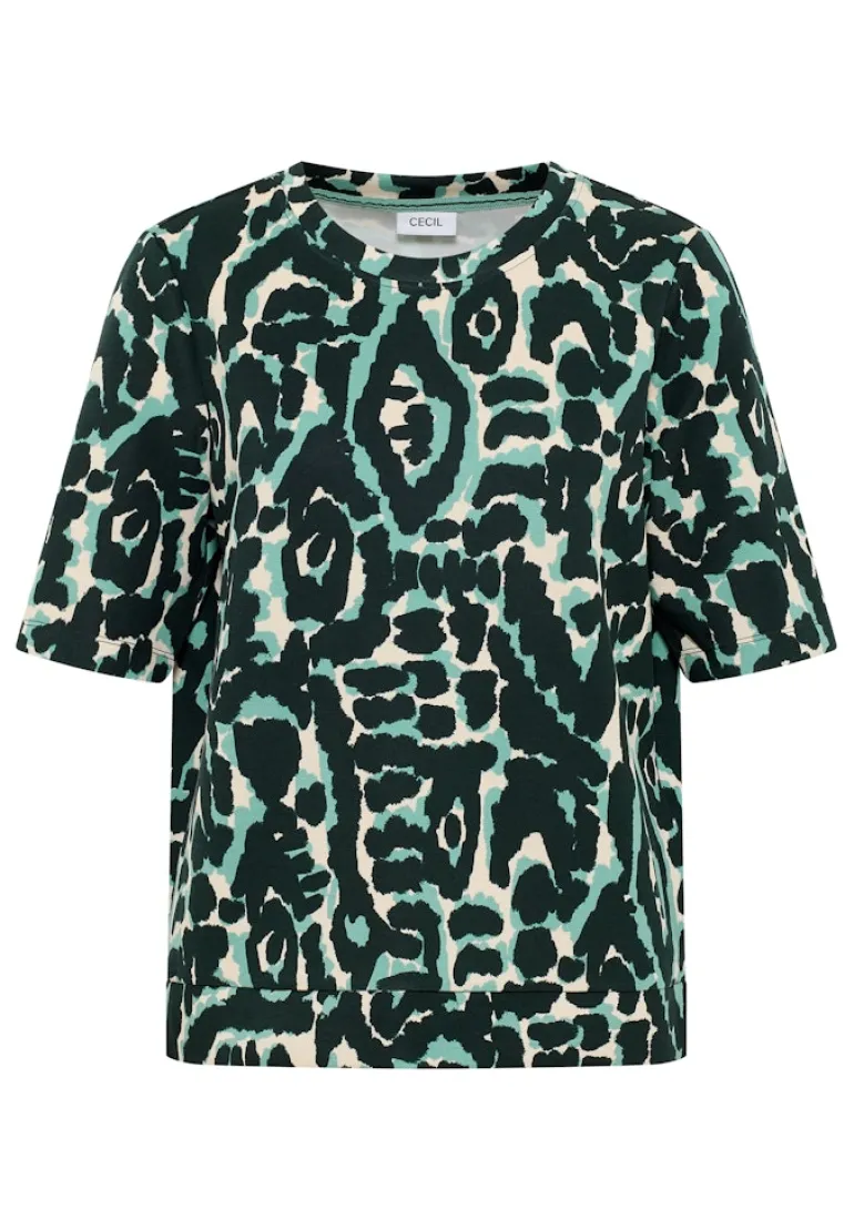 Cupro Touch Print-Shirt ink green