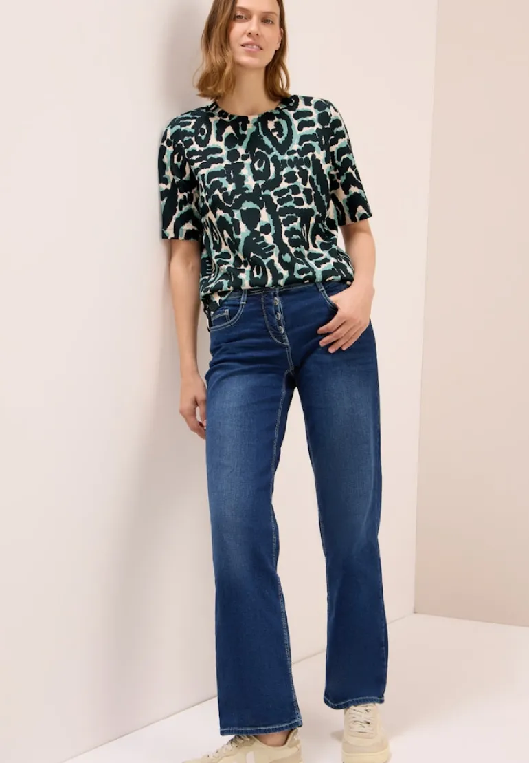 Cupro Touch Print-Shirt ink green