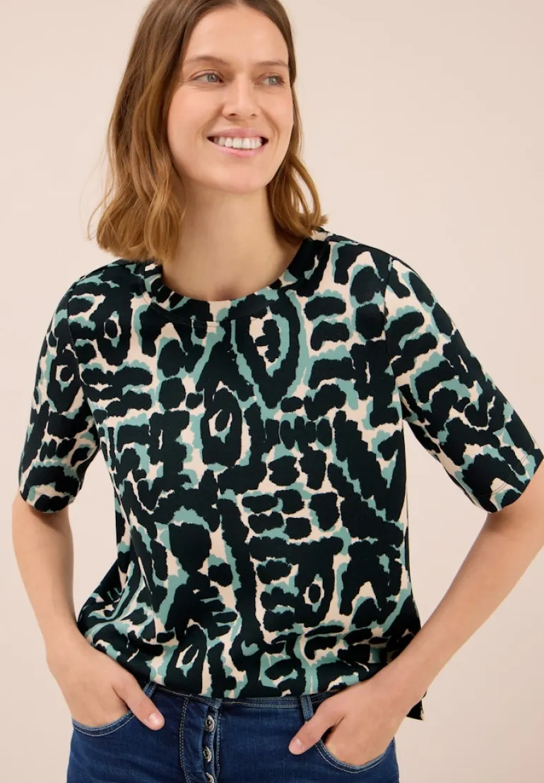 Cupro Touch Print-Shirt ink green