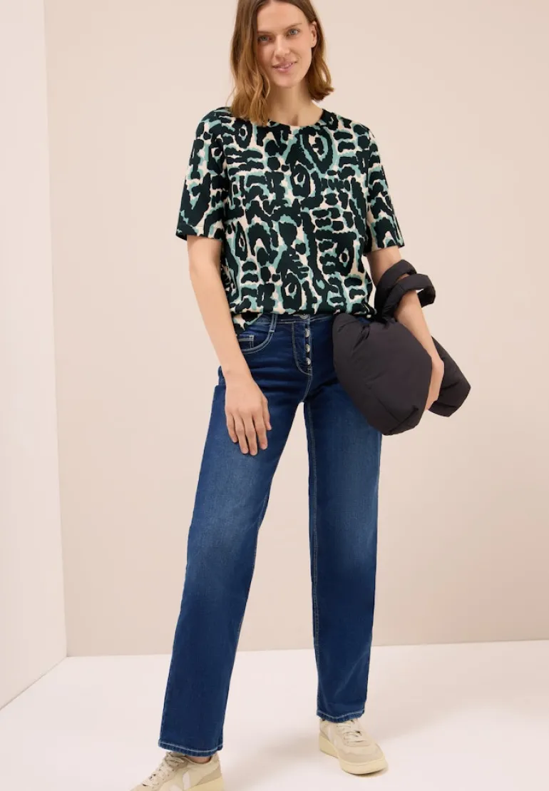 Cupro Touch Print-Shirt ink green