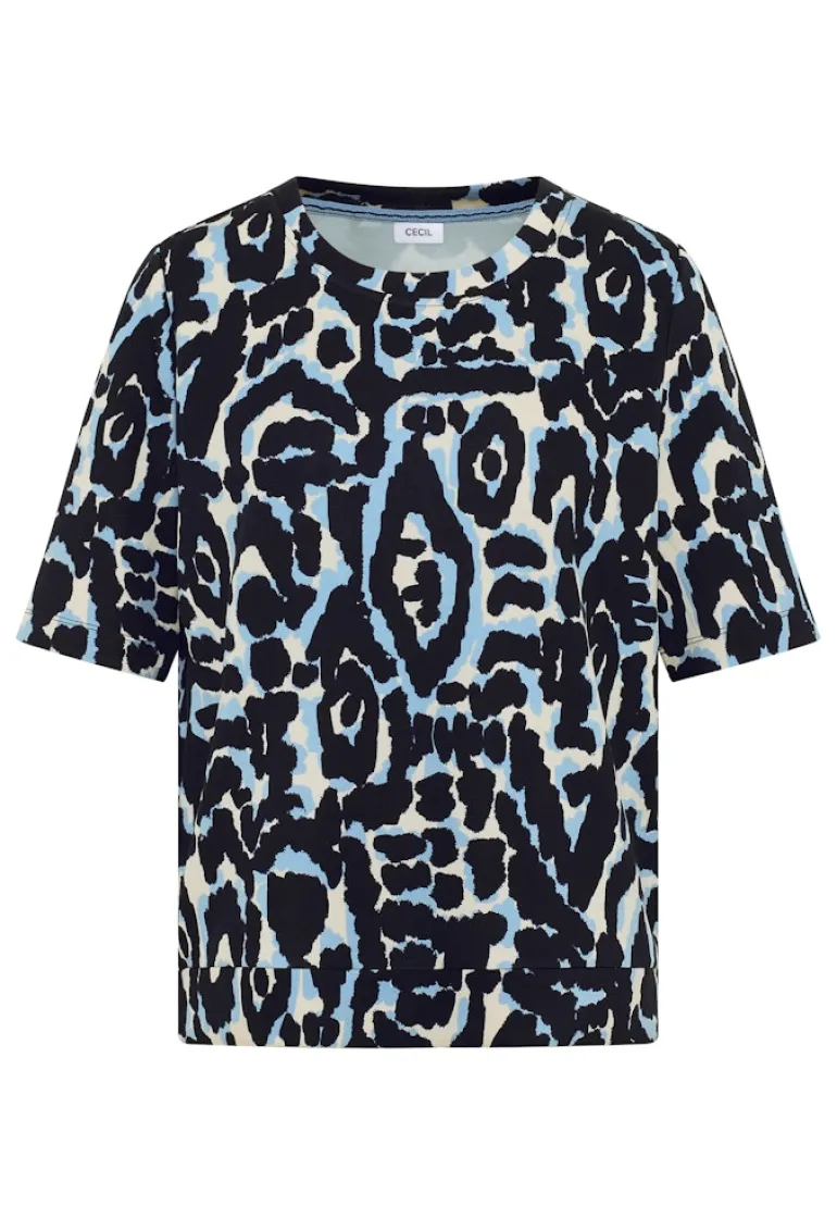 Cupro Touch Print-Shirt urban dark blue