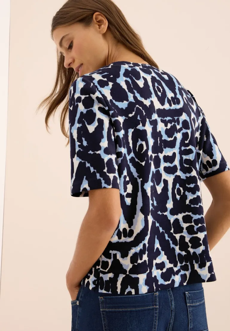 Cupro Touch Print-Shirt urban dark blue