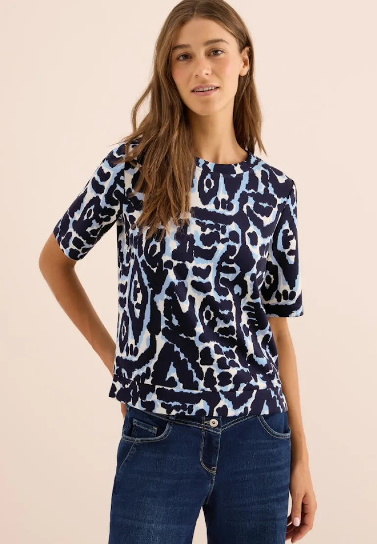 Cupro Touch Print-Shirt urban dark blue