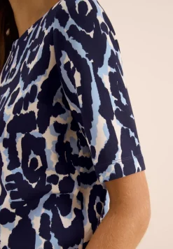 Cupro Touch Print-Shirt urban dark blue