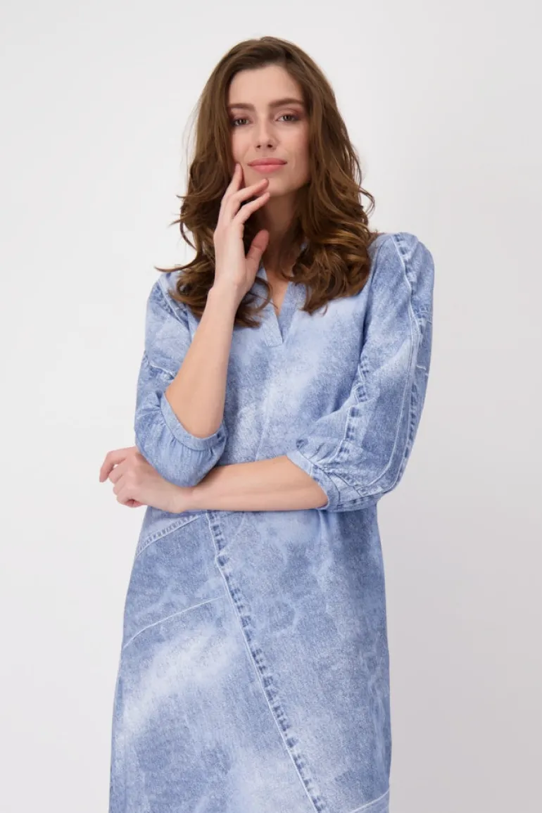 Denim allover Kleid indigo gemustert