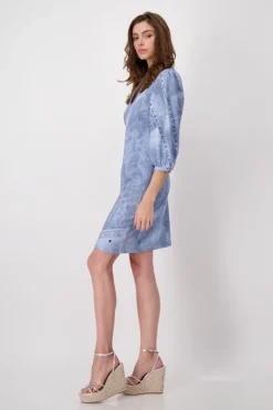 Denim allover Kleid indigo gemustert