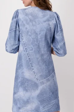 Denim allover Kleid indigo gemustert