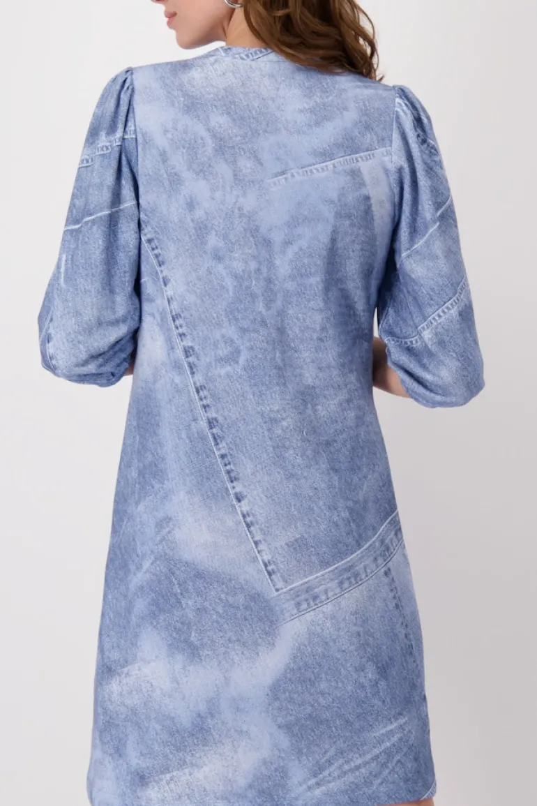 Denim allover Kleid indigo gemustert
