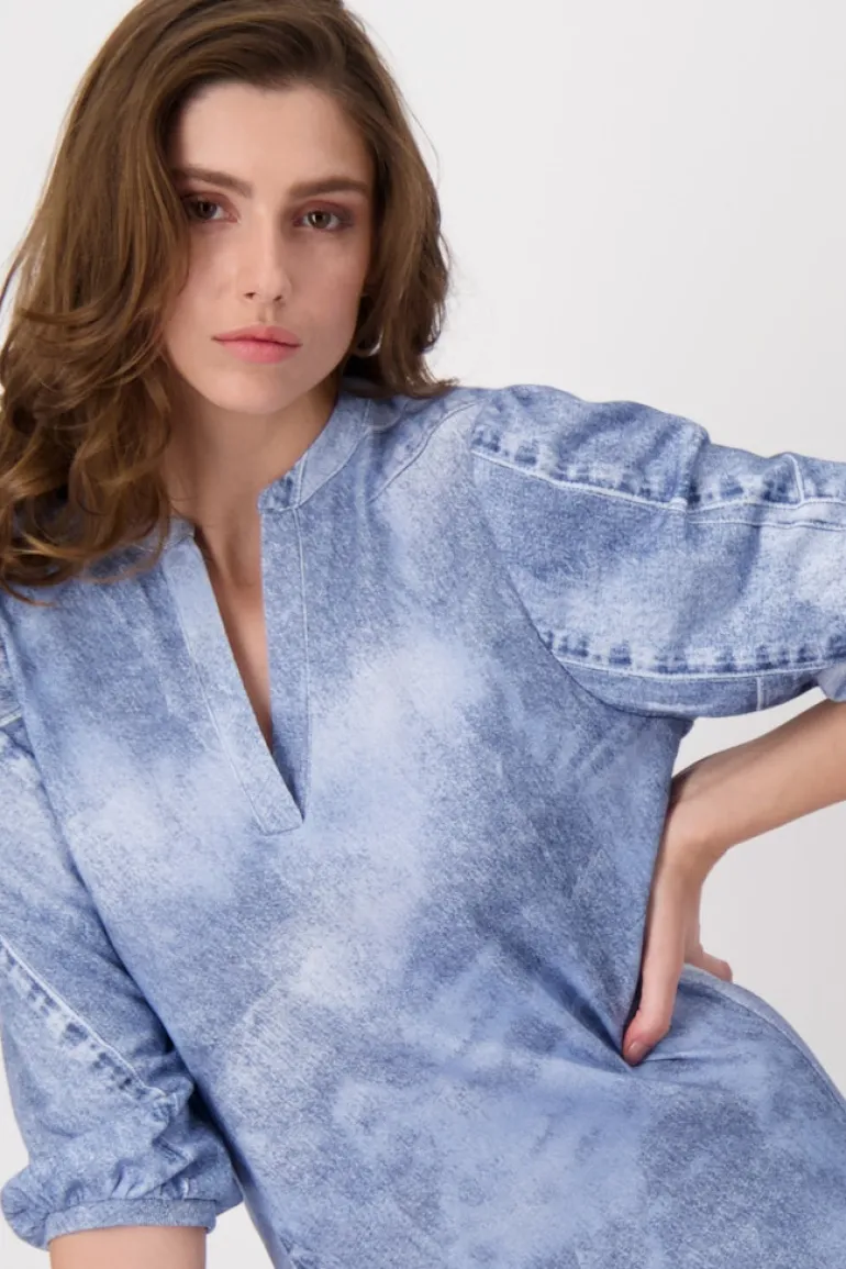 Denim allover Kleid indigo gemustert