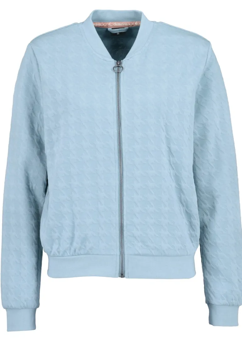 DOB Bomberjacke in jacquard sweat,langarm,Rippbündchen+Stehkragen sky grey blue