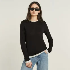 Double layer r t ls wmn dk black