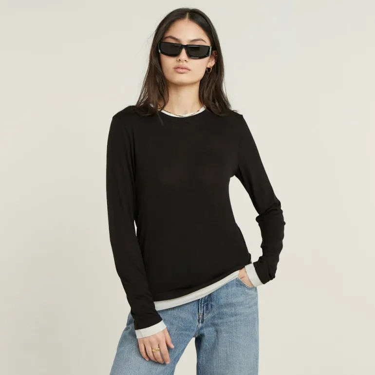 Double layer r t ls wmn dk black