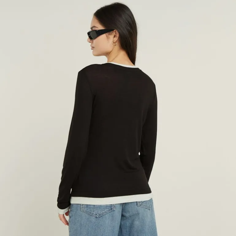 Double layer r t ls wmn dk black