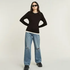 Double layer r t ls wmn dk black