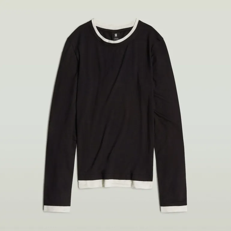 Double layer r t ls wmn dk black
