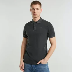 Dunda overdyed slim polo ss dk black gd