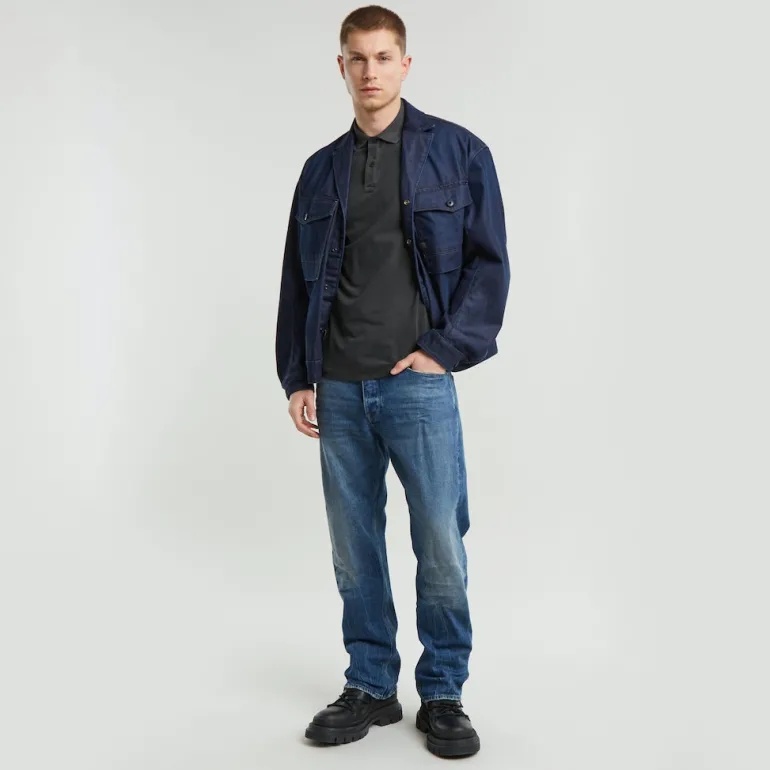 Dunda overdyed slim polo ss dk black gd