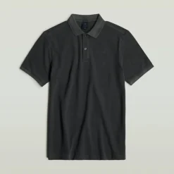 Dunda overdyed slim polo ss dk black gd