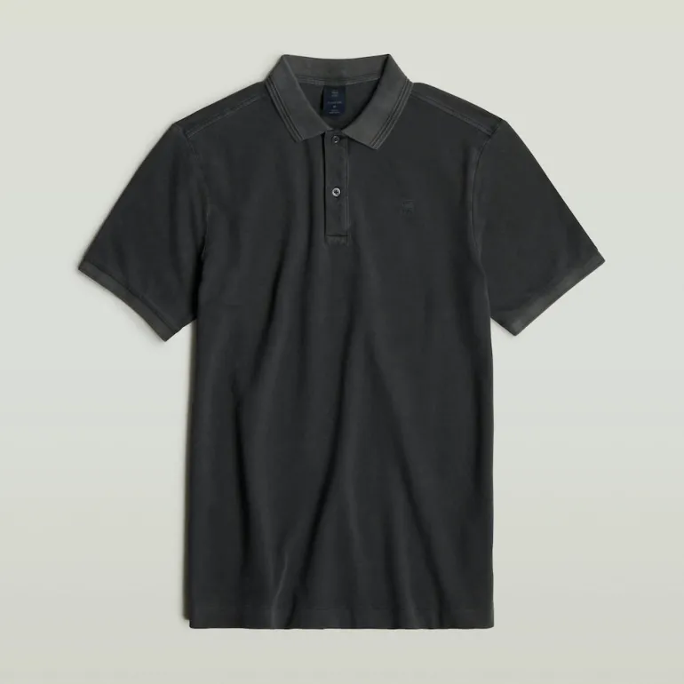 Dunda overdyed slim polo ss dk black gd