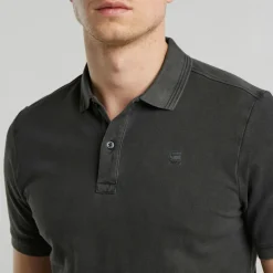 Dunda overdyed slim polo ss dk black gd