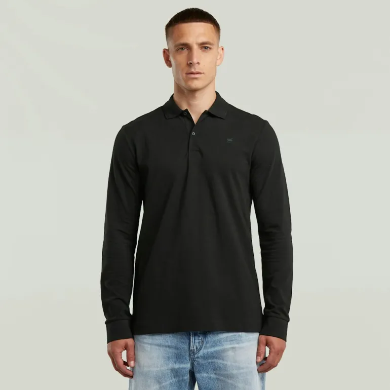 Dunda slim polo ls dk black