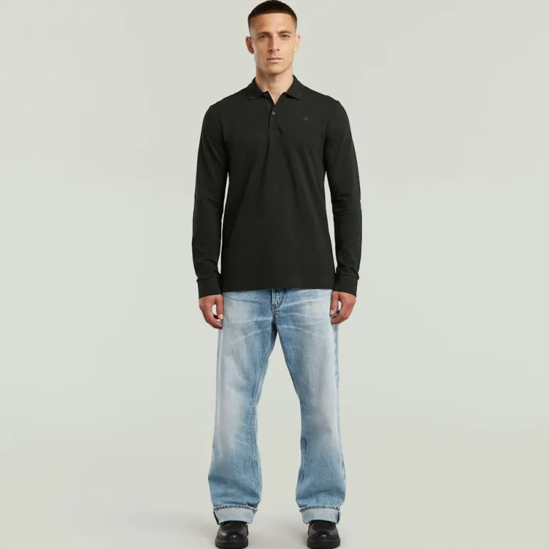 Dunda slim polo ls dk black