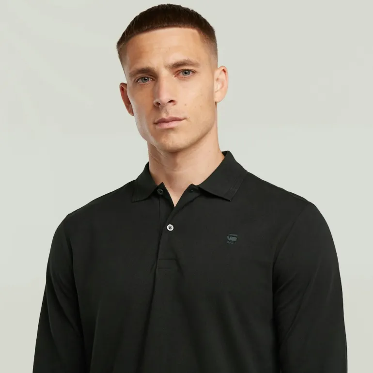 Dunda slim polo ls dk black