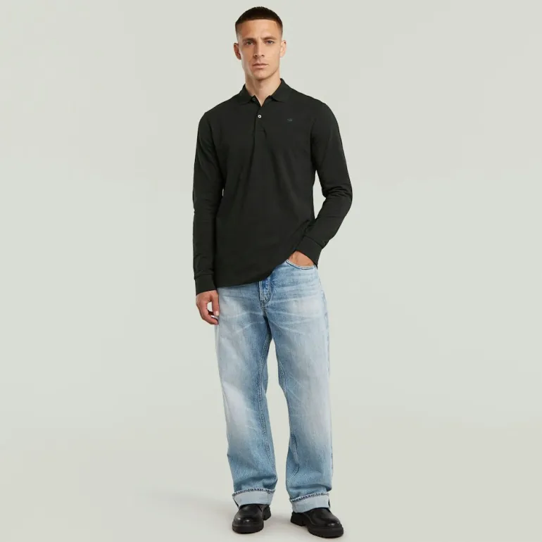 Dunda slim polo ls dk black