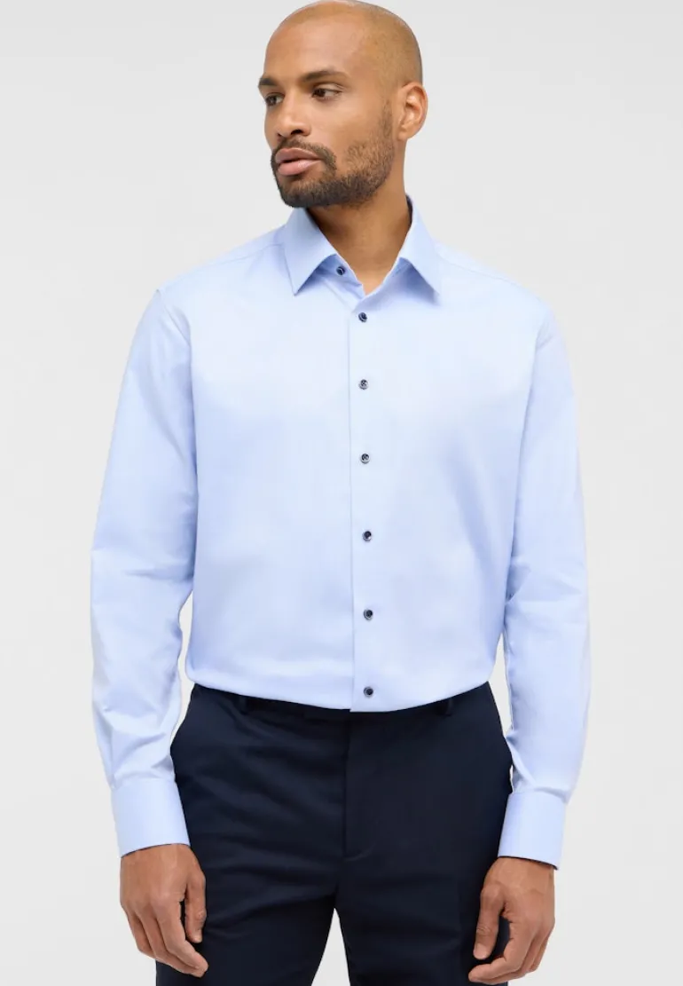 Dynamic Cotton Dobbydesign Langarm hellblau
