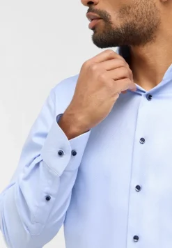 Dynamic Cotton Dobbydesign Langarm hellblau