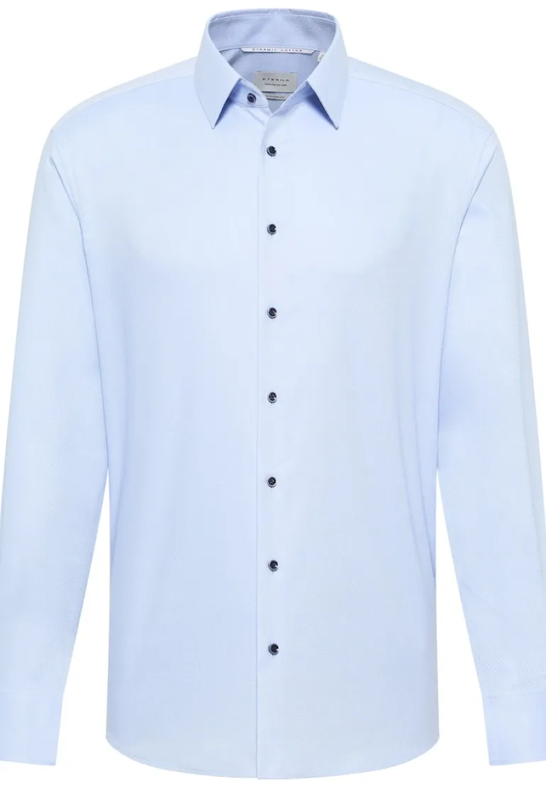 Dynamic Cotton Dobbydesign Langarm hellblau