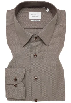 Dynamic Cotton Dobbydesign Langarm dunkelbraun