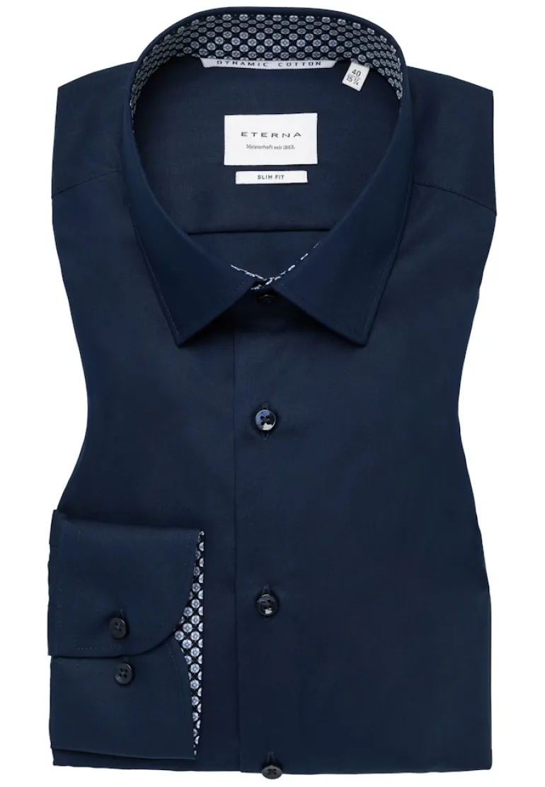 Dynamic Cotton Popeline Langarm navy
