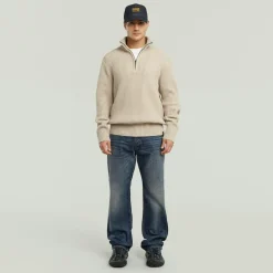 Essential half zip knit dk brick