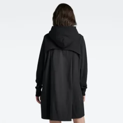 Fabric mix loose sw dress dk black