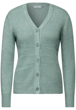 Federgarn-Cardigan iced salvia green