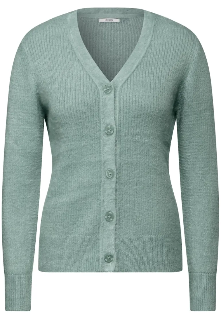 Federgarn-Cardigan iced salvia green
