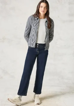 Federgarn-Cardigan mit Print platinum grey mel.