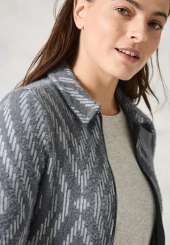 Federgarn-Cardigan mit Print platinum grey mel.
