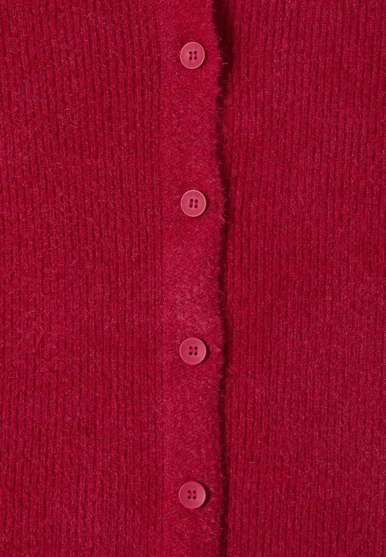 Federgarn Ripp-Strickjacke beaujolais red