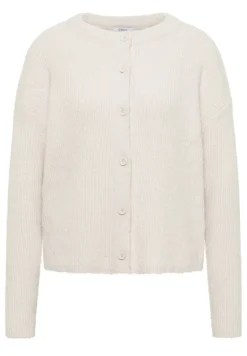 Federgarn Ripp-Strickjacke light greige