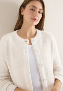 Federgarn Ripp-Strickjacke light greige