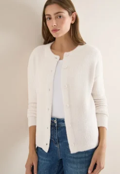 Federgarn Ripp-Strickjacke light greige