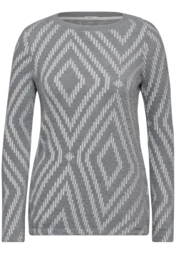 Federgarn Shirt mit Muster platinum grey mel.