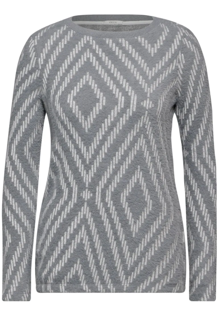 Federgarn Shirt mit Muster platinum grey mel.