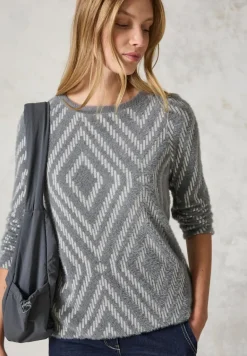 Federgarn Shirt mit Muster platinum grey mel.