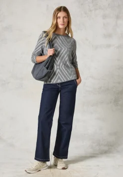 Federgarn Shirt mit Muster platinum grey mel.