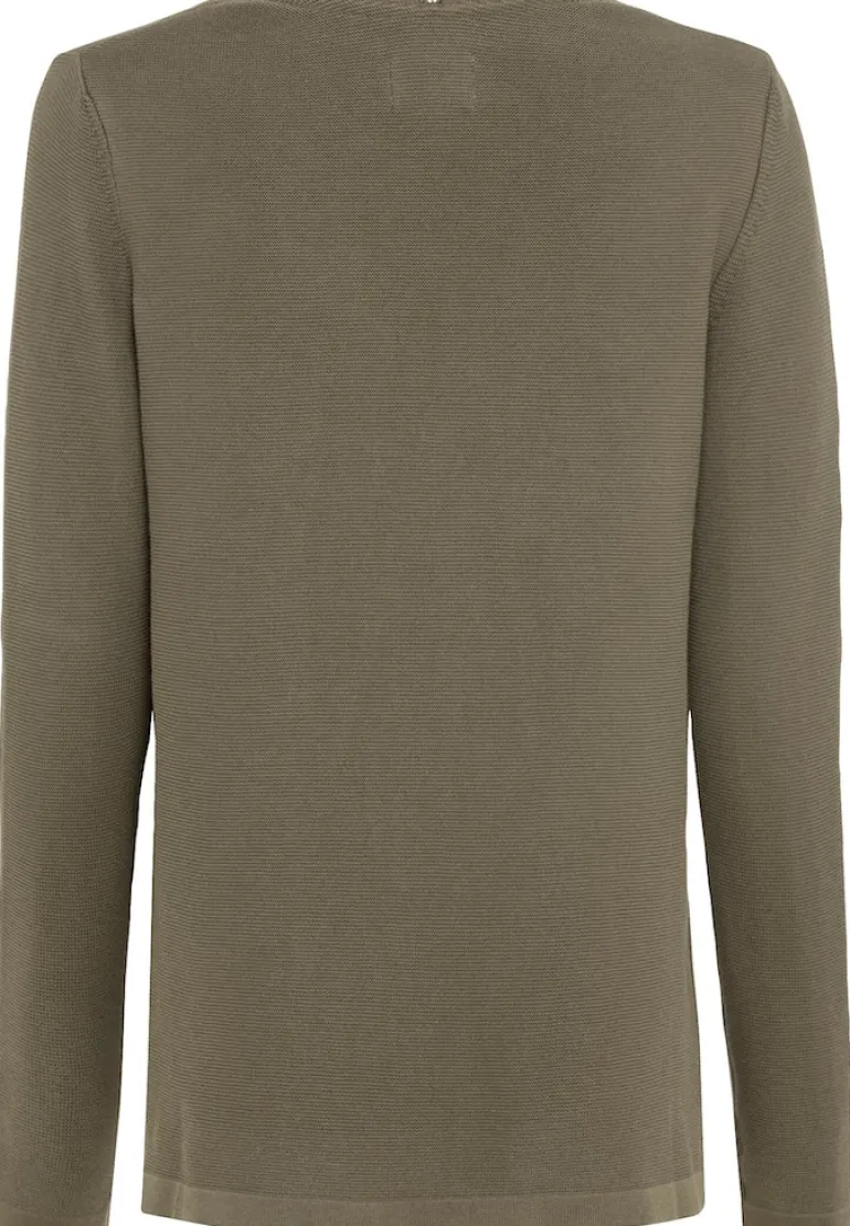 Feinstrickpullover mit V-Ausschnitt olive
