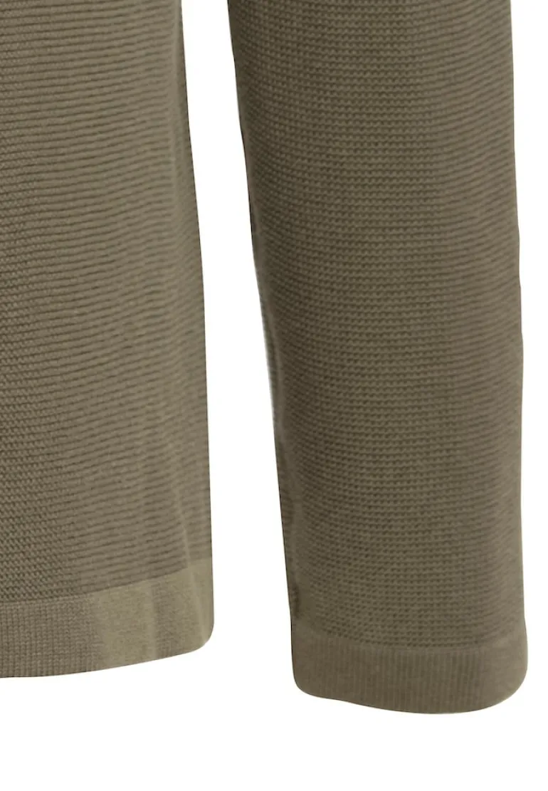Feinstrickpullover mit V-Ausschnitt olive