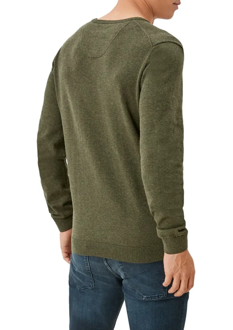 Feinstrickpullover mit V-Ausschnitt grün2